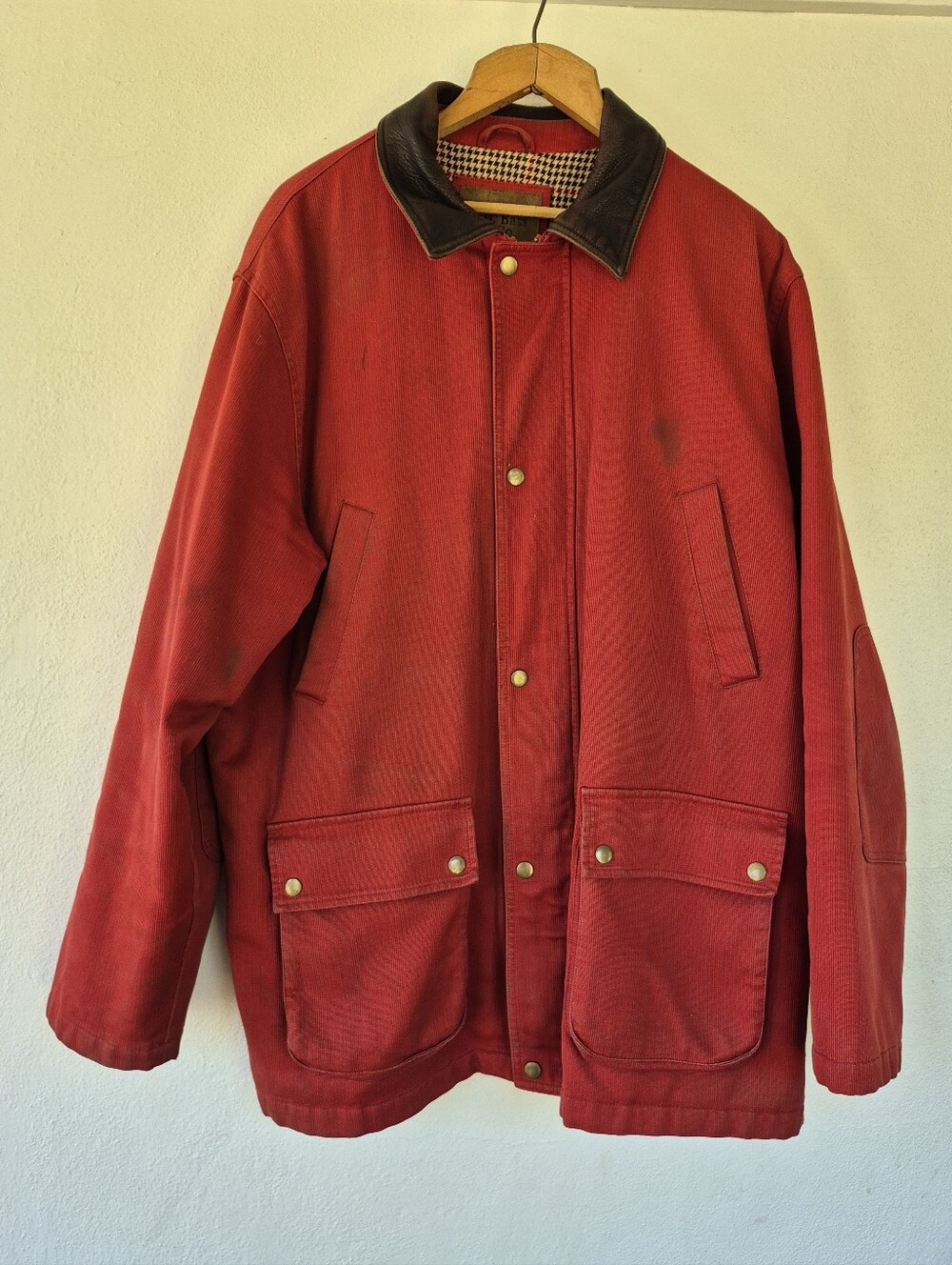 G.H. BASS And Co Chore Jacket Cotton With Leather Collar XL Mens